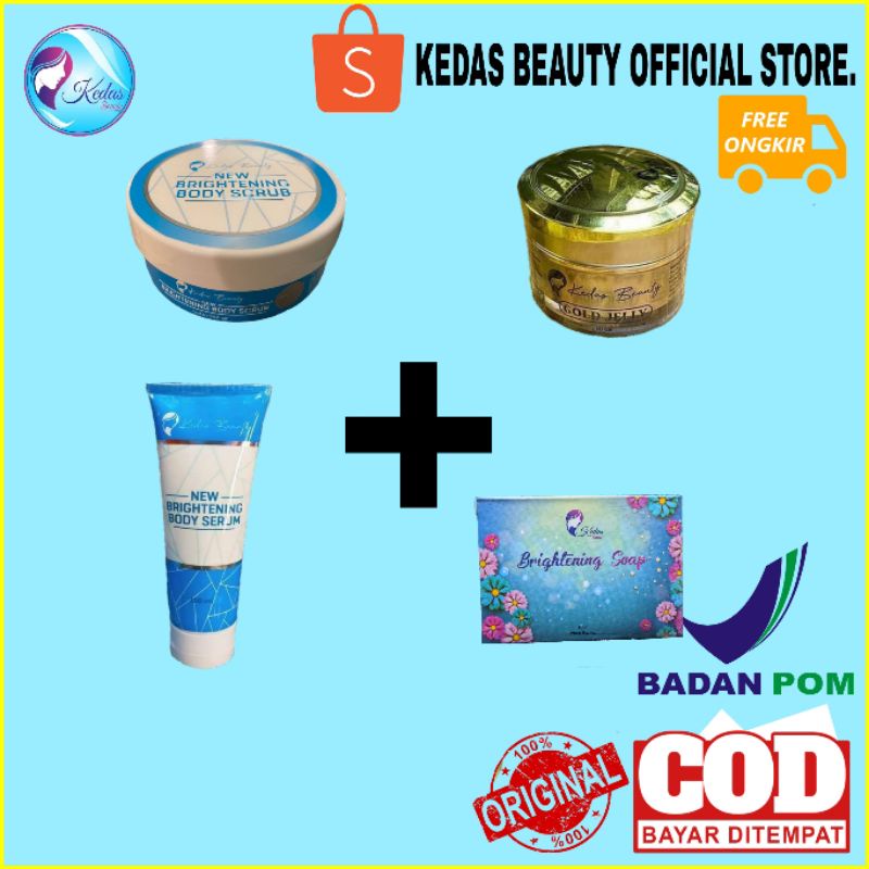 PAKET GLOWING SABUN KEDAS BEAUTY DAN BODY SERUM-PAKET LENGKAP 4 PCS