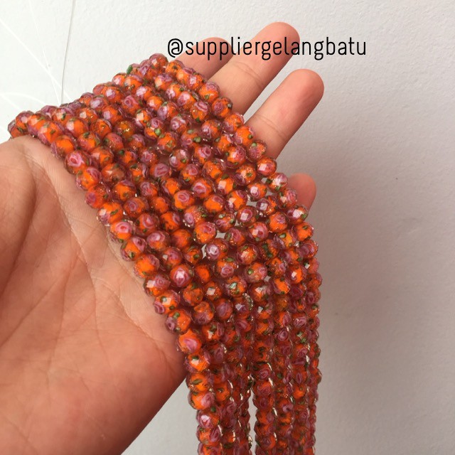 Lampwork kristal Murano 10x8mm bahan crystal ceko mawar orange premium beads aksesoris grosir craft