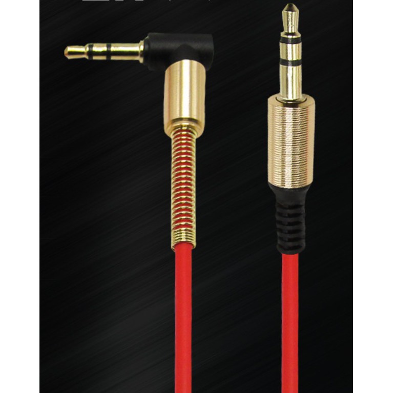 Kabel audio kabel Aux  Jack 3.5mm Male ke Male Siku No.9 90 Derajat Panjang 1m Mediatech - 669072