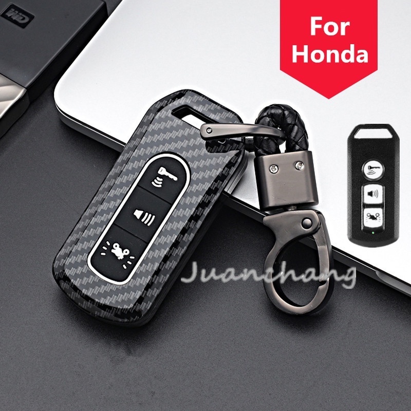 3tombol Carbon ABS Penutup Kunci Motor Case Shell Set Holder Untuk Honda Pcx125 150 SH125 SH300 2016 2017 2018 2019 2020 Super Cub125 Motor Scooter 3tombol Smart Key