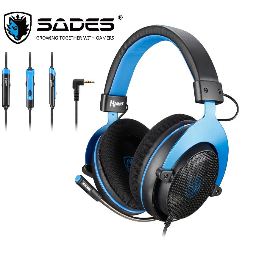 Headset gaming sades wired audio 3.5mm stereo free earcup &amp; splitter for pc laptop ps4 xbox Mpower sa-723 - headphone M-power sa723