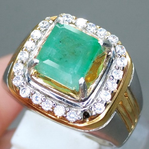 Akik Batu Cincin Zamrud Emerald Beryl Kotak hijau Asli Natural Terbaru