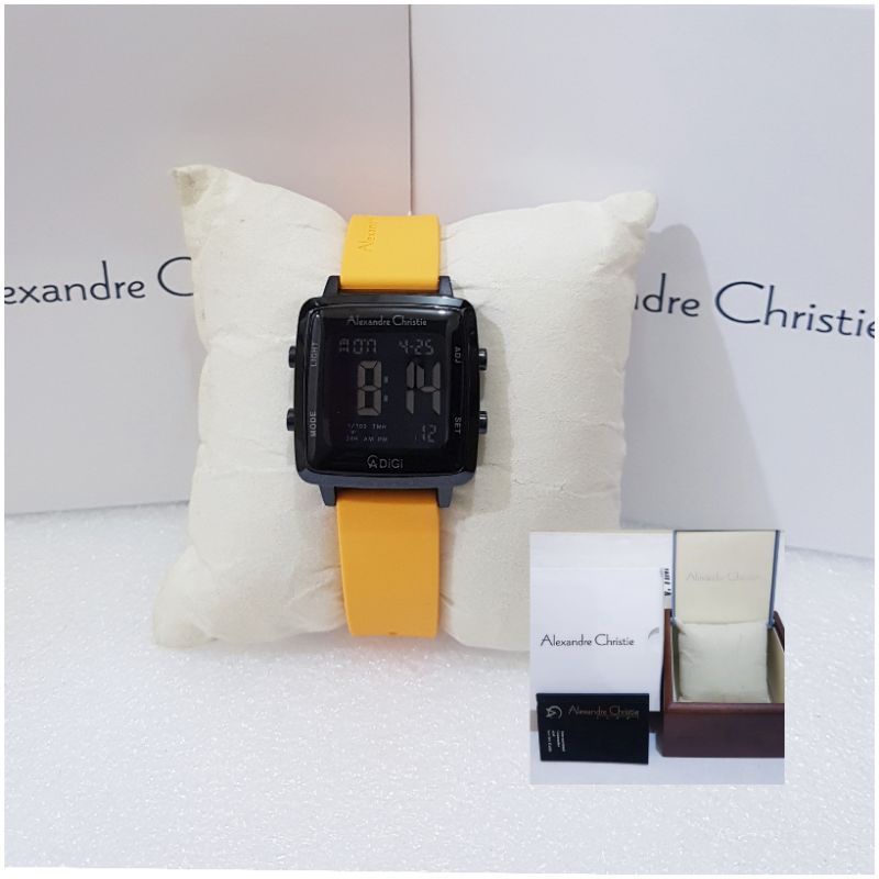 Alexandre Christie 9531 digital wanita kotak persegi kecil tali rubber