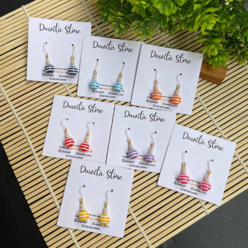 HANDMADE ANTING ANAK KAITAN PLASTIK MOTIF MUTIARA 2WARNA