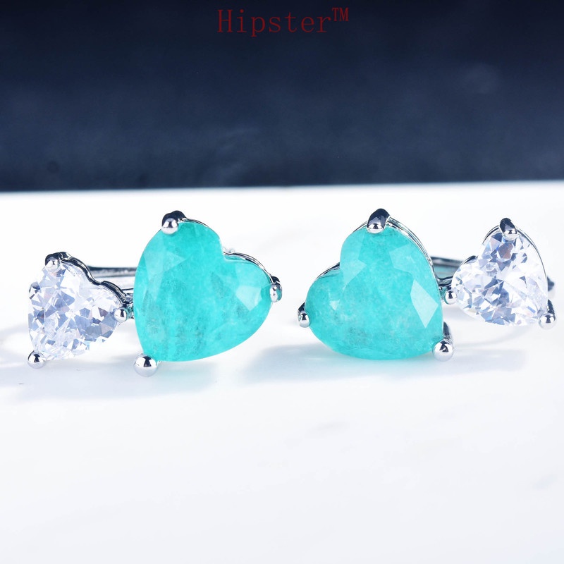 925 Silver Luxury Topaz Earrings Heart-Shaped