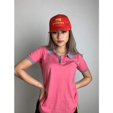 Topi Baseball Sport Pria Wanita Frasser Logo Tengah Merah Wanita Sinar