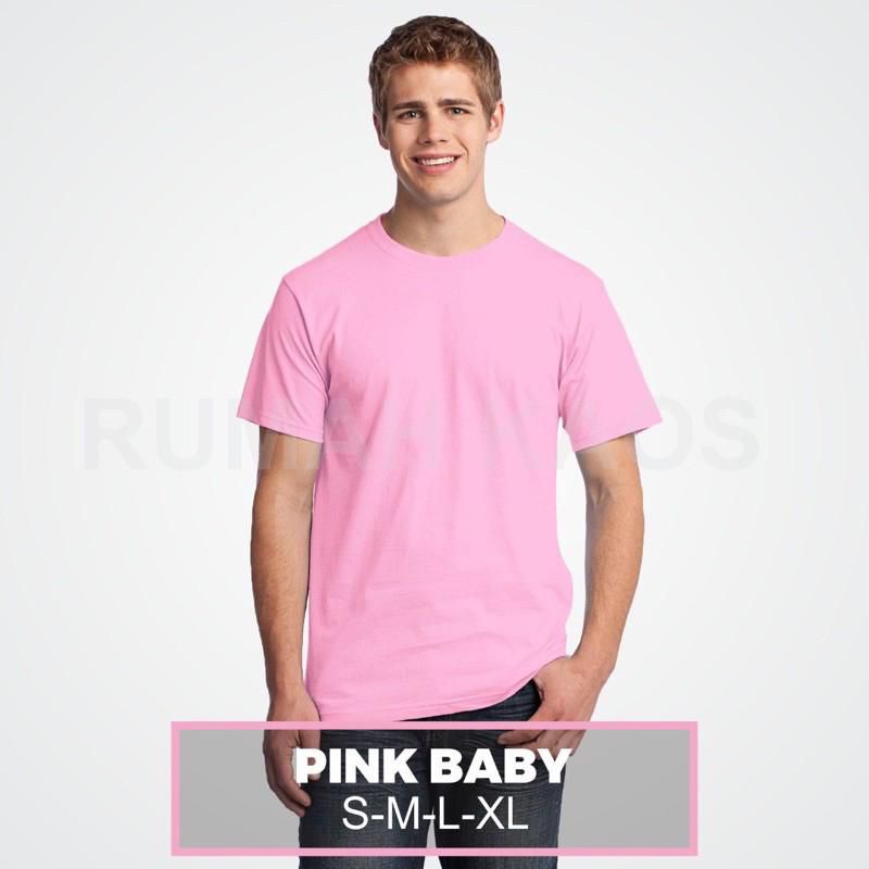 Kaos polos warna pink baby