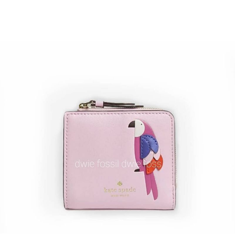 Dompet Kate Spade Flock Party Multi Small Zip Bifold Pink Original