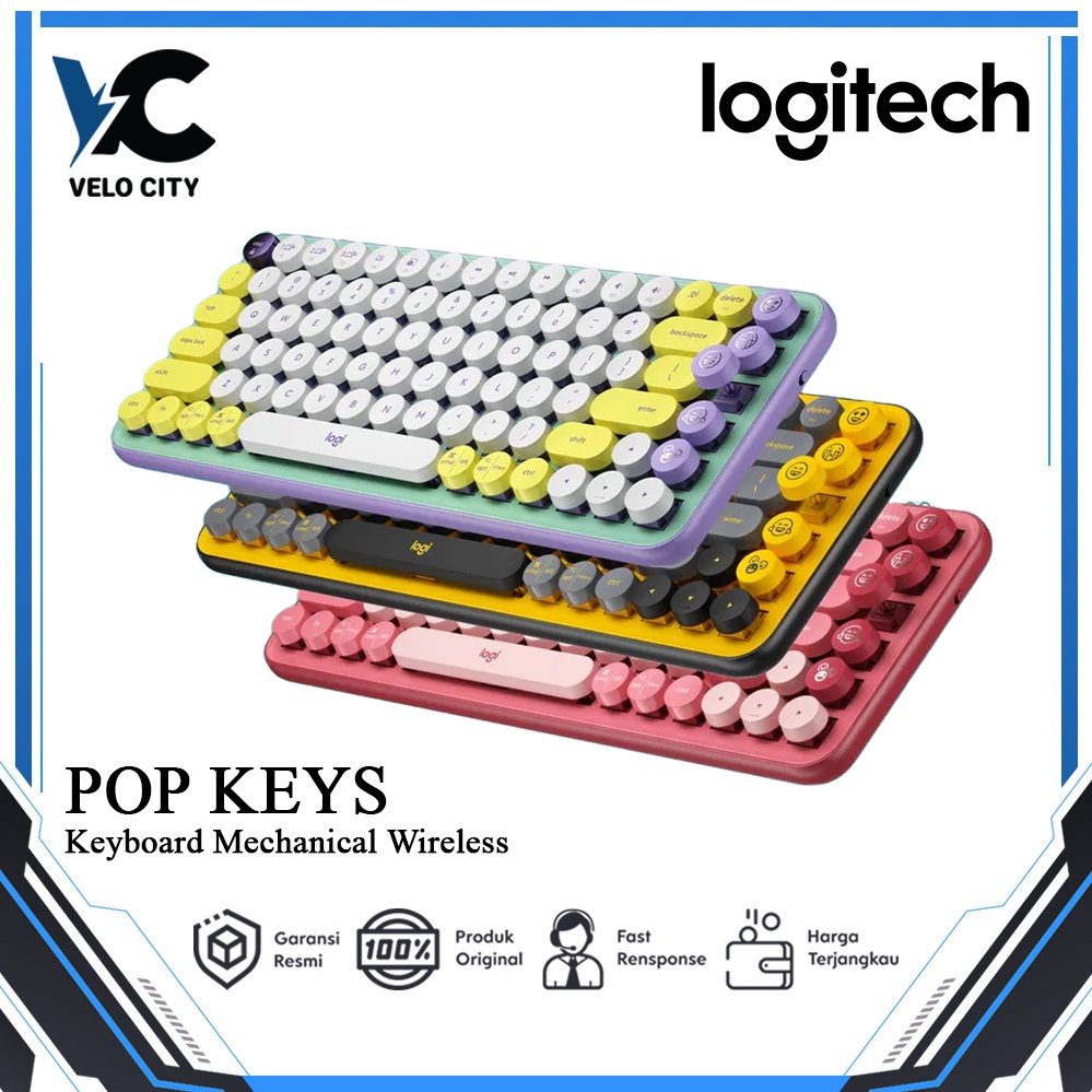 Logitech POP Keys Keyboard Wireless Mechanical Compact, Emoji Keys