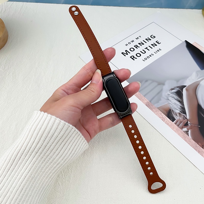 Leather Strap Mi Band 3 4 5 6 Tali Jam Pengganti