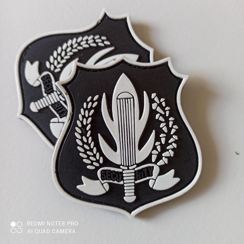 PATCH RUBBER LOGO SECURITY PUTIH TEMPELAN KARET EMBLEM SATPAM