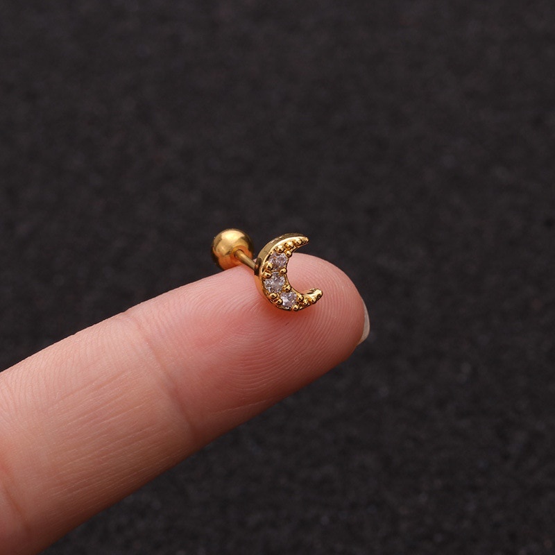 1Pc Zircon Stone Ear Piercing Tragus Ring 1.2*6mm 16G Earrings Ear Piercing Cartiliage Ear Piercing Jewelry