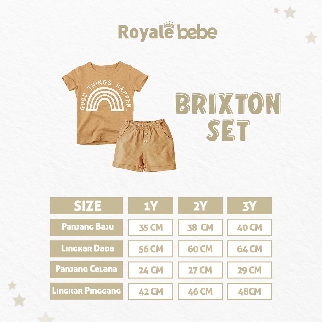 ROYALE BEBE BRIXTON SET - SETELAN ANAK BAJU PENDEK CELANA PENDEK SETELAN BAJU ANAK 1 - 3 TAHUN