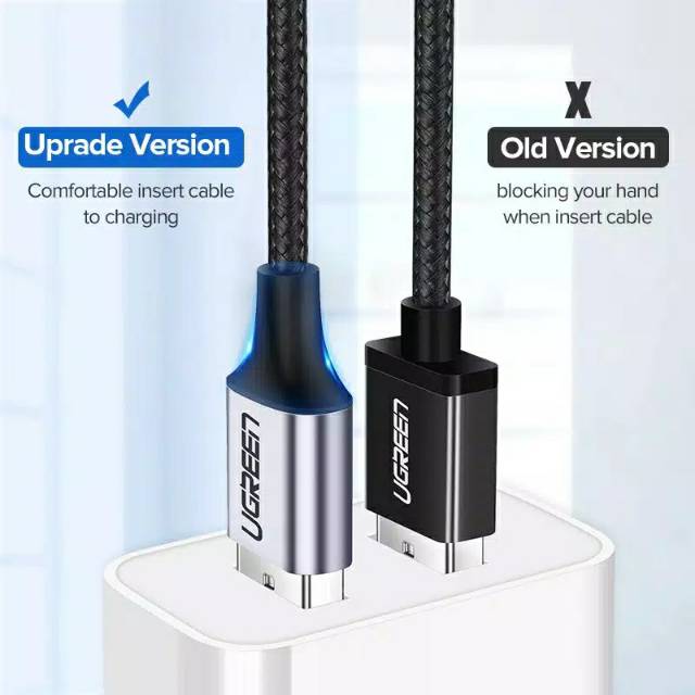 Ugreen USB Cable Type C Nylon Braided 3A fast charging Original - Kabel Data Charger