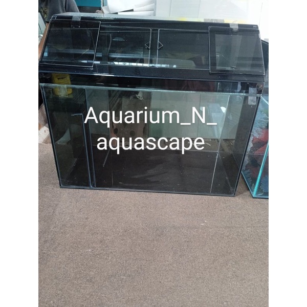 aquarium 60x30x35 filter samping kaca hitam + tutup