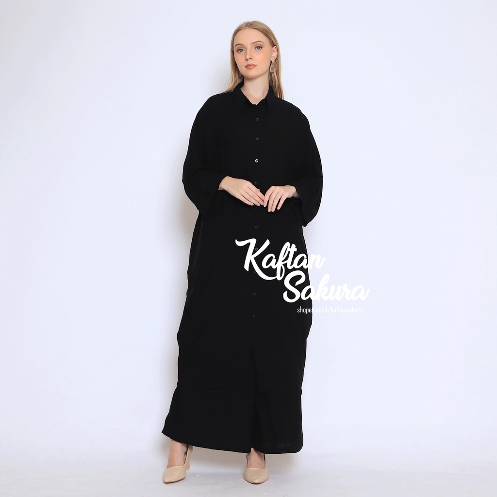 SETELAN TUNIK DAN CELANA / SET 2IN1 ONE SET WANITA /Super Black Cotton  PREMIUM /FASHION MUSLIM BUSUI