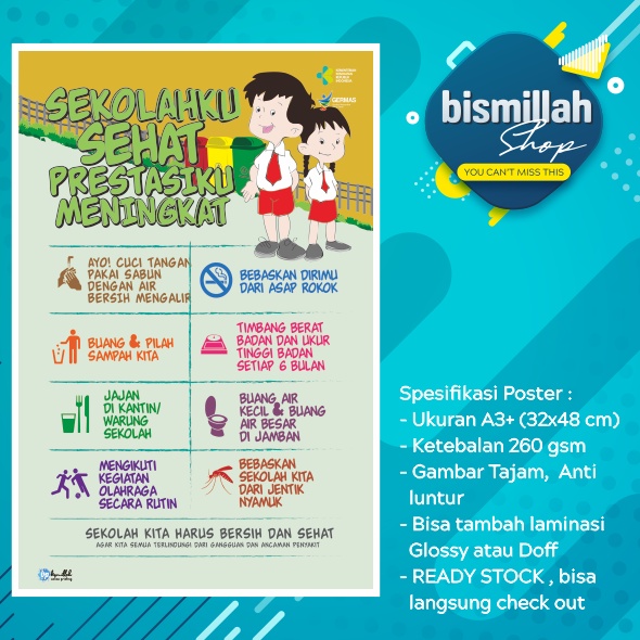 

Poster Kesehatan Sekolahku sehat prestasiku meningkat
