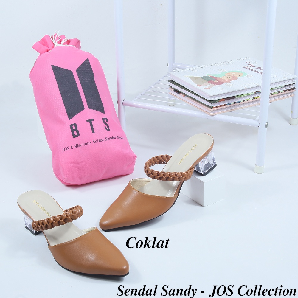 Sendal Wanita Mules Terbaru Hak Kaca Tinggi 5 cm - Sandy by JOS Collection