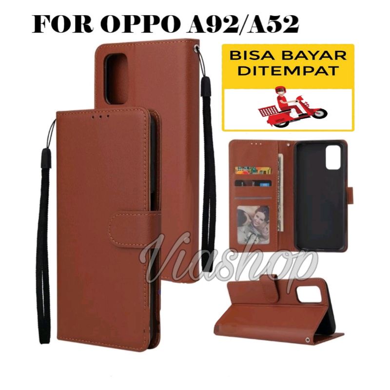 SARUNG DOMPET HP OPPO A92/A52 /WALLET FLIP COVER CASE LEATHER PREMIUM FOR HP OPPO A92/52