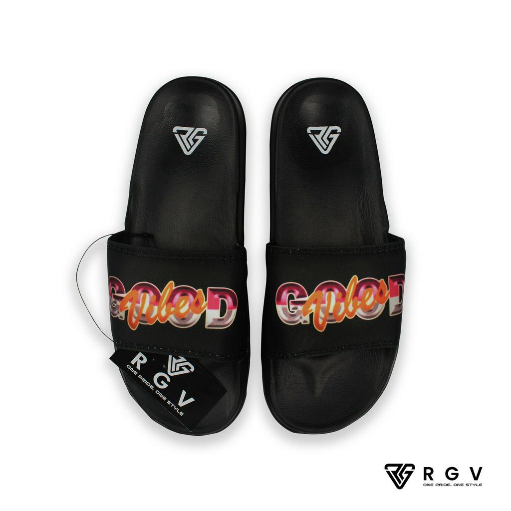 RGV - SANDAL PRIA DAN WANITA SLIDE SLIP ON SENDAL ANTI LICIN RINGAN SELOP GOOD VIBES ORANGE