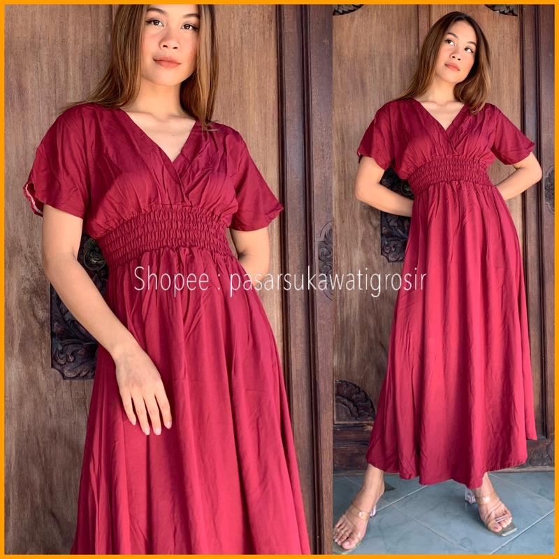 LONG DRESS CASUAL VNECK BASIC