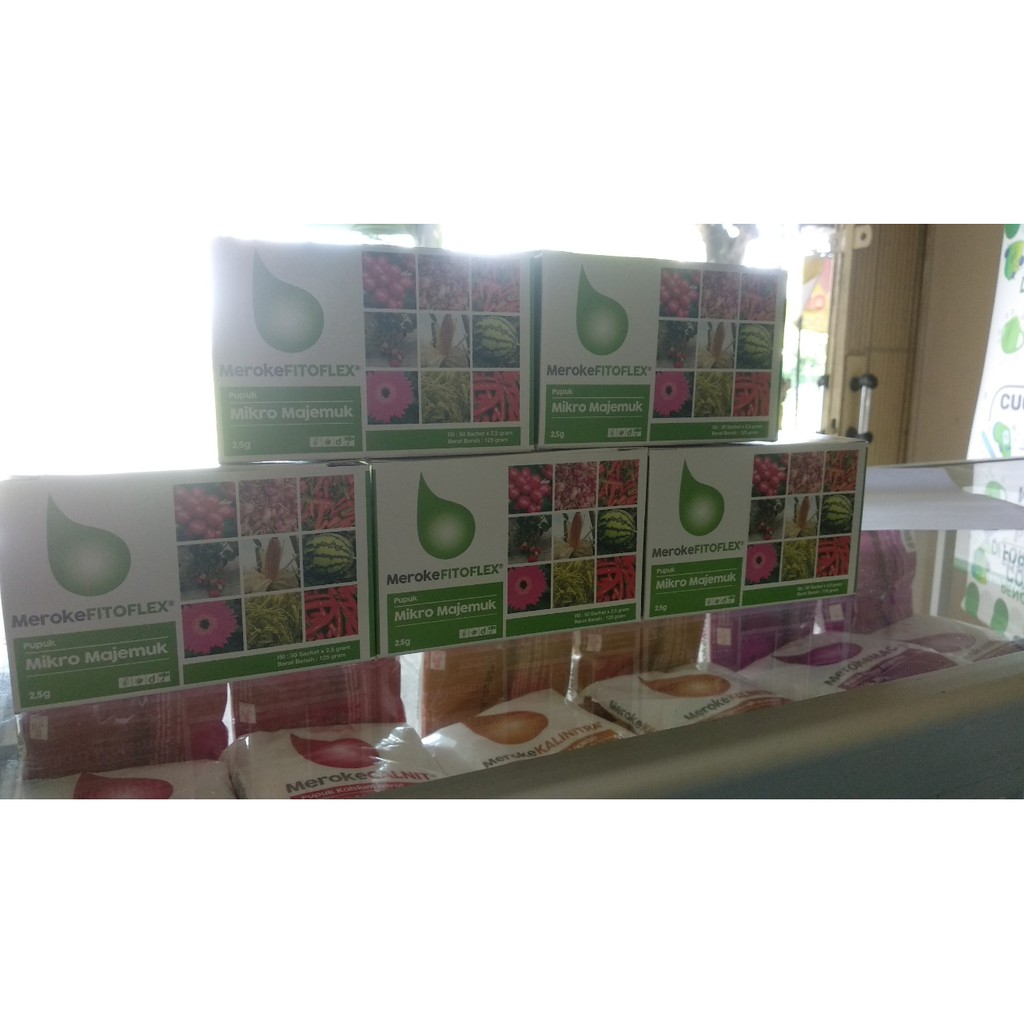 Pupuk mikro majemuk meroke fitoflex kemasan box isi 50 sachet 2,5gr
