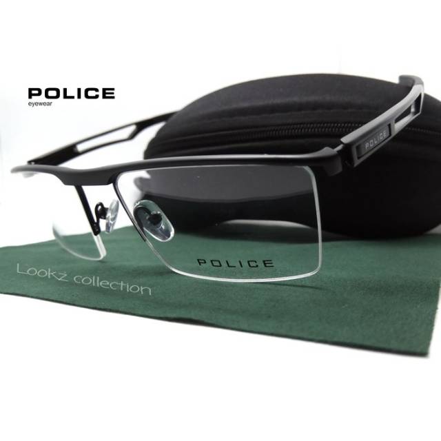 Kacamata Frame Titanium Half Police C1 Casual Elegan - Kacamata Pria - Kacamata Minus