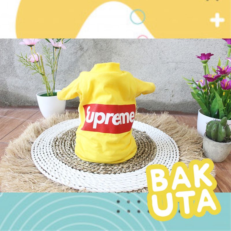 Kaos supreme berbagai warna lucu untuk kucing dan anjing / baju kucing murah size S-XL