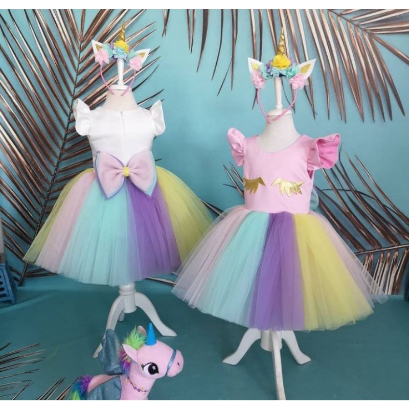 UNICORN DRESS / GAUN UNICORN ANAK / TUTU DRESS / GAUN TUTU / DRESS ANAK PEREMPUAN / GAUN PESTA