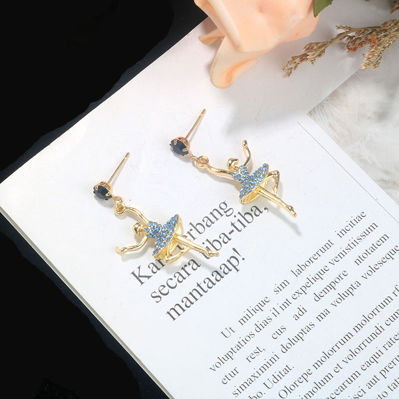 Anting Gantung Panjang Tusuk Gaya Korea Motif Penari Balet Aksen Rumbai Bahan Silver S925 Untuk Wanita