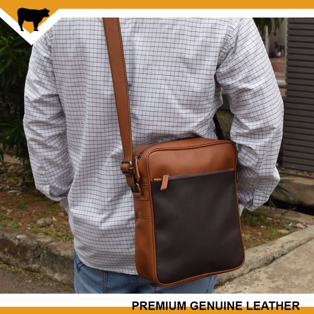 Tas kulit asli pria genuine leather tas selempang untuk kerja dan harian
