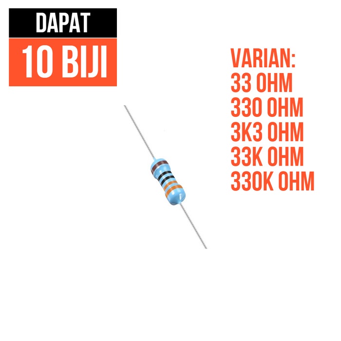 resistor 1 4 watt 0.25w 0.25 W 33 330 3k3 3.3K 3,3K 33k 330k OHM