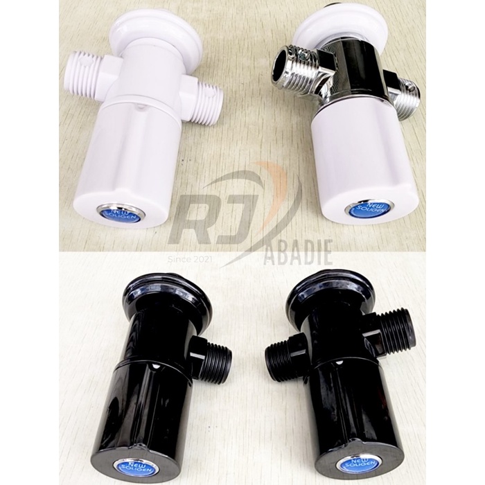 [12PCS] Stop Kran Keran Shower Stainless Single F Double T Putih Hitam SOLIGEN