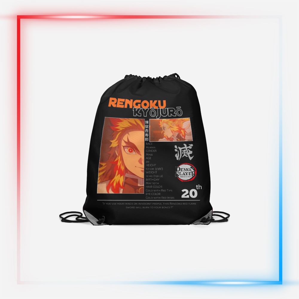 String Bag / Tas Serut Fullprint 3D Karakter Remgoku Kyojo - Anime Demon Slayer