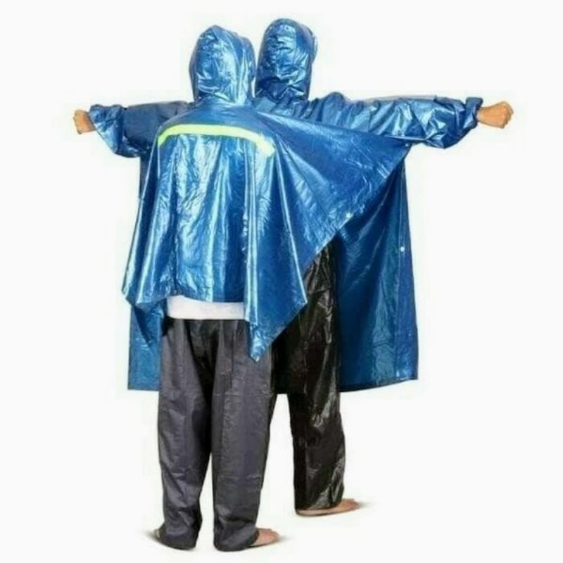 Mantel Jas Hujan Ponco Lengan 2 in 1 Elmondo funtastic Poncho 2 kepala