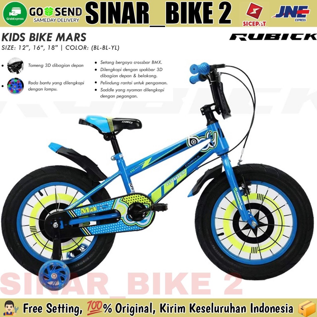 Sepeda Anak  Laki-Laki Bmx Rubick mars 12, 16 Dan 18 Inch