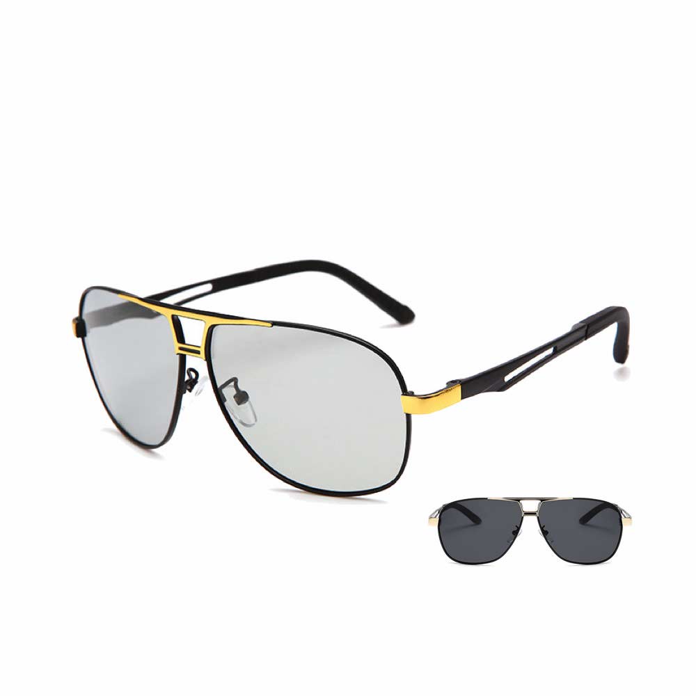 Kacamata Photocromic [ Gold ] Lensa Anti Radiasi - Fashion Pria &amp; Wanita - Design Korea - HM871