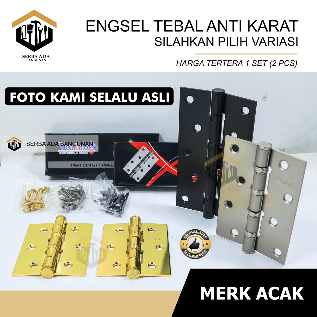 ENGSEL PINTU / JENDELA TEBAL 3 4  5 INCH /BERKUALITAS KUAT EKONOMIS HARGA PER 1 PASANG AWET KUALITAS