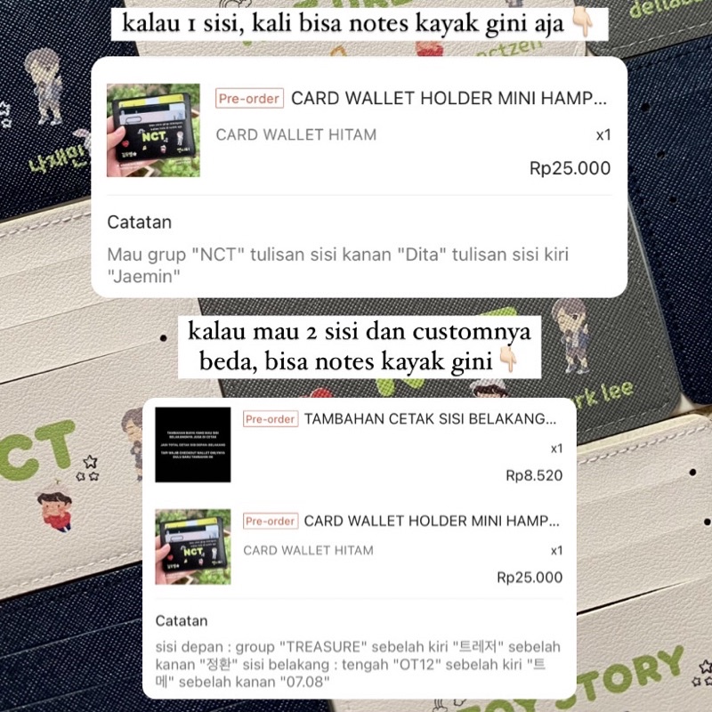 CARD WALLET HOLDER MINI HAMPERS LEBARAN CUS*TOM* GRUP DAN NAMA KPOP UANG NCT B*TS EXO