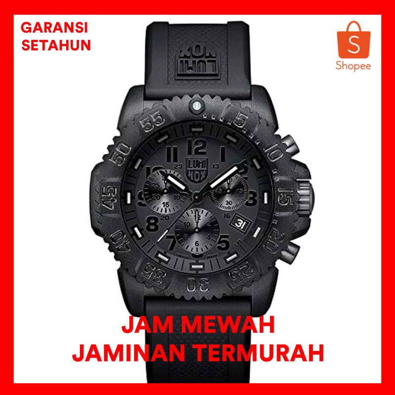 Jam Tangan Pria Merk Luminox Tritium 3050 Rubber Chrono Free Yes