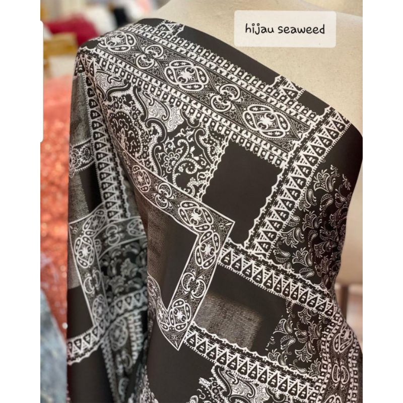 Kain Pure silk sutra motif super premium bahan dress