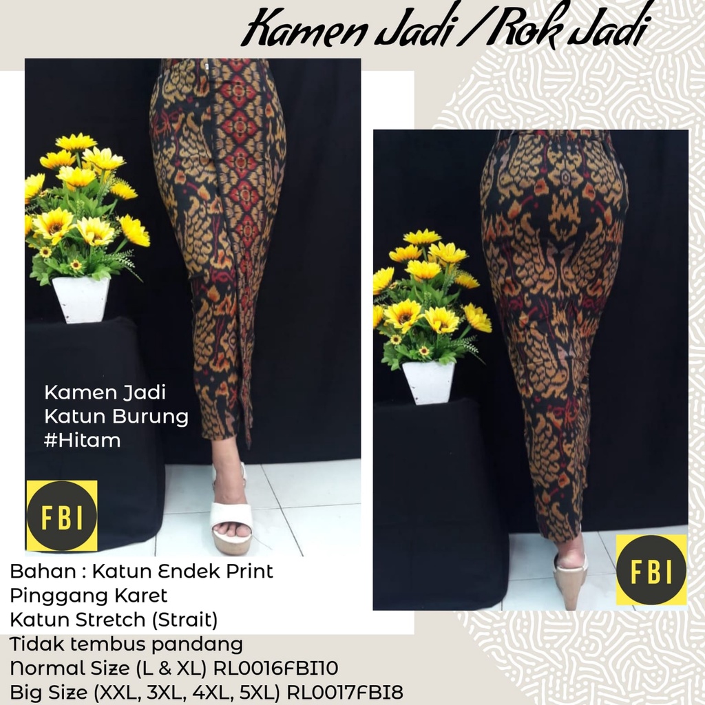 KAMEN JADI / ROK JADI ENDEK KATUN PRINT NORMAL / JUMBO BIG SIZE MOTIF BURUNG BALI