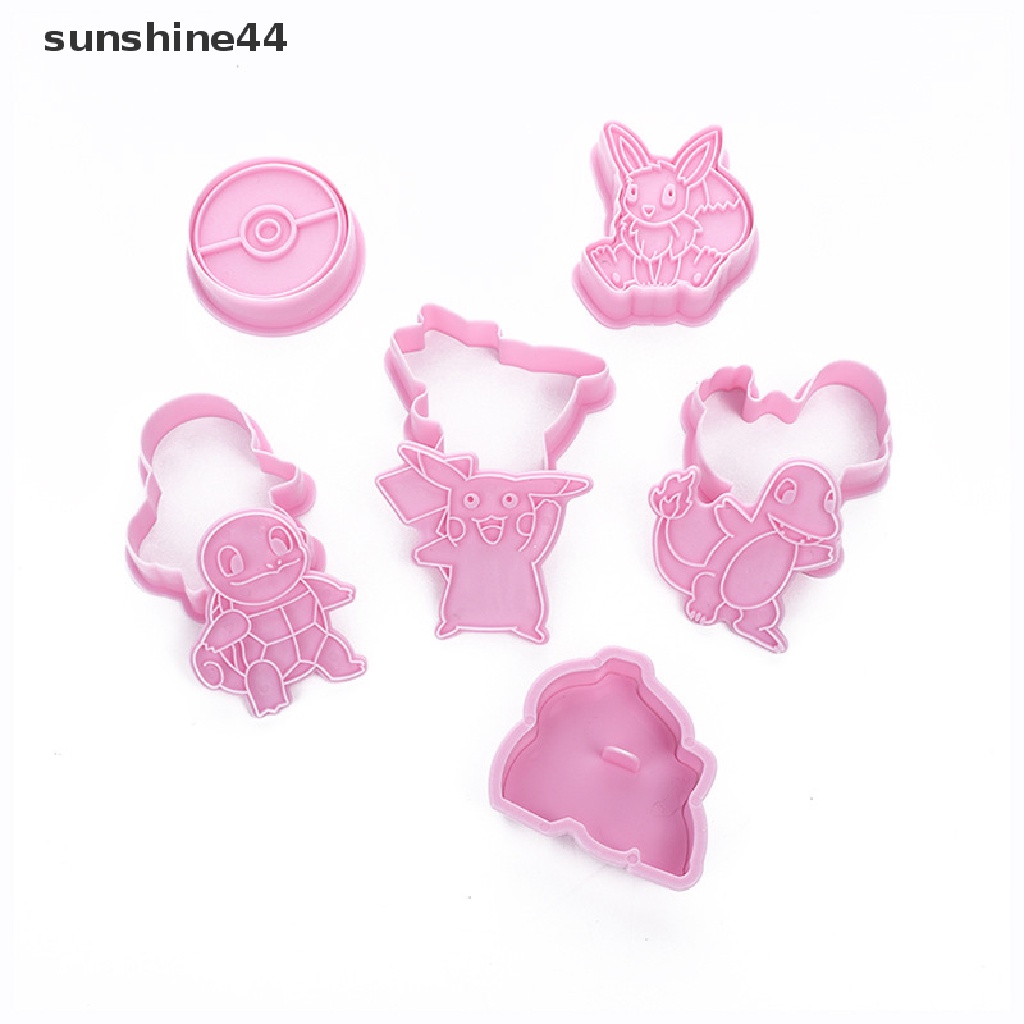 Sunshine 6PCS Cetakan Resin / Polymer Clay DIY Bentuk Pokemon Bahan Silikon