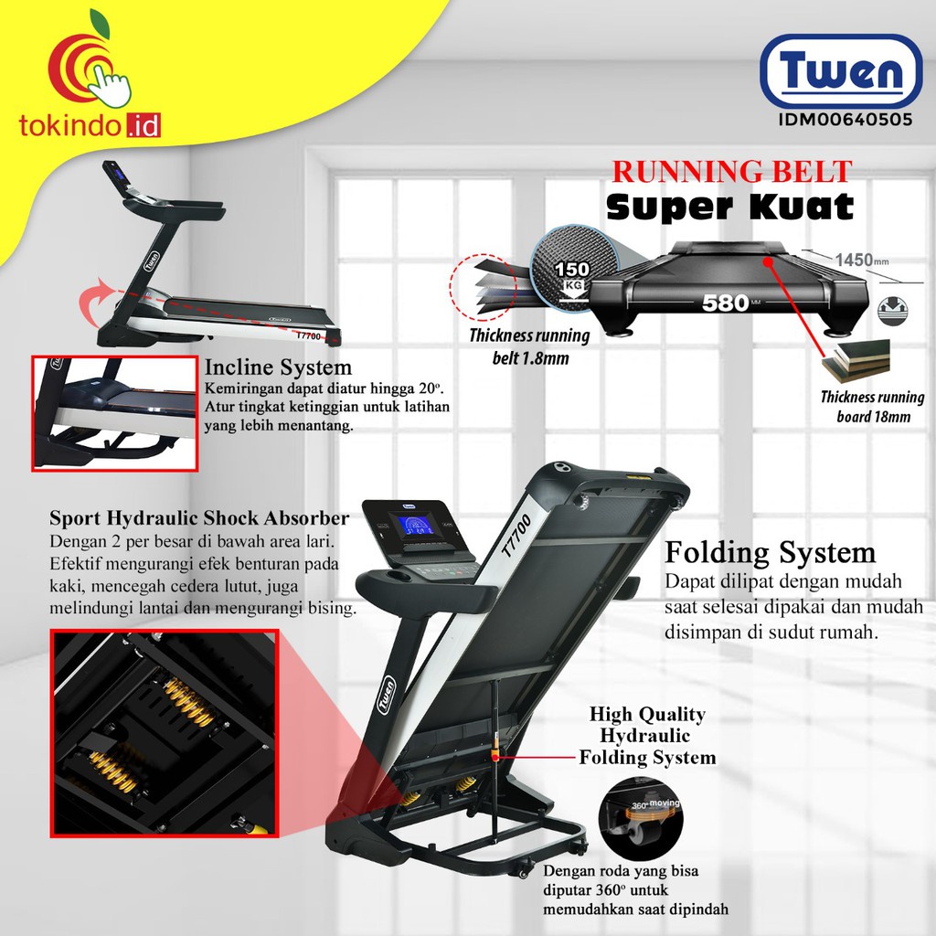 TWEN T7700  Treadmil Treadmill Elektrik Treadmill Listrik Treadmill Termurah