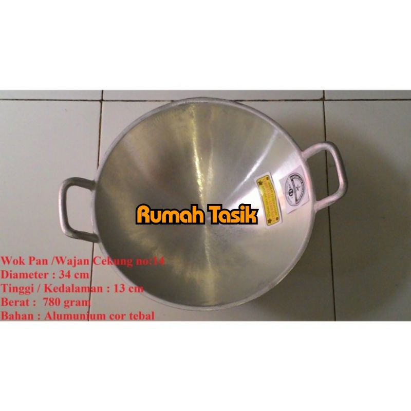 Wajan Penggorengan Cekung Tebal / Wok Pan Cekung No.14 Diameter 34cm