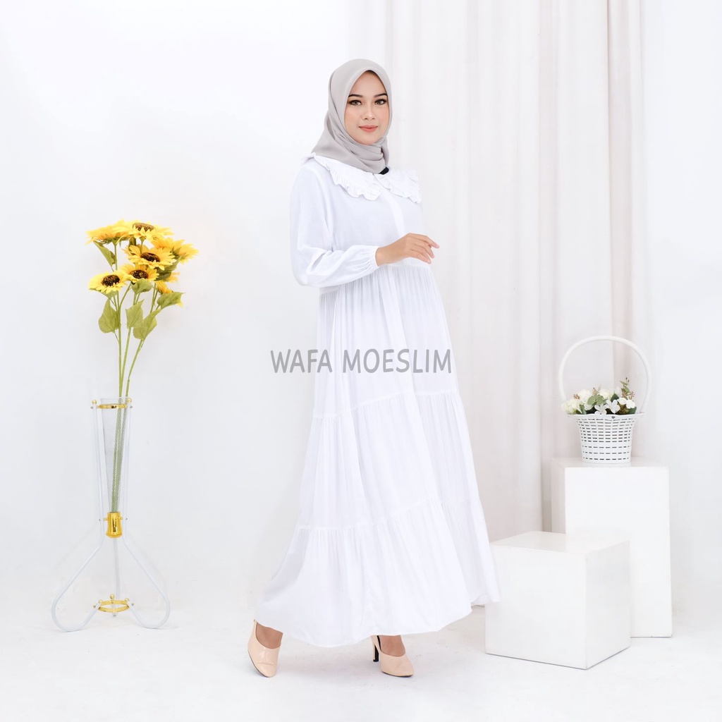 SHAFA DEWASA Baju Gamis Putih Terbaru 2022 gamis putih wanita elegan Gamis Putih Murah gamis jumbo t