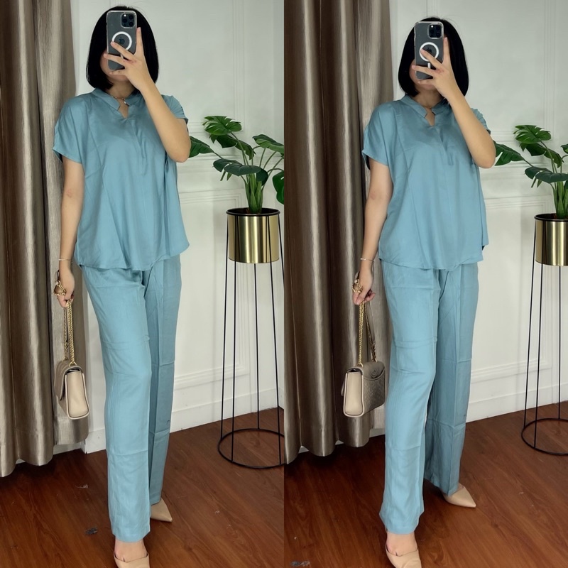 ONE SET TWILL PIYAMA SET TWILL/PAJAMAS/DAILY ONE SET/SETELAN / SETCEL / KEMEJA RAYON / RAYON TWILL-SOFT TIFFANY TWILL