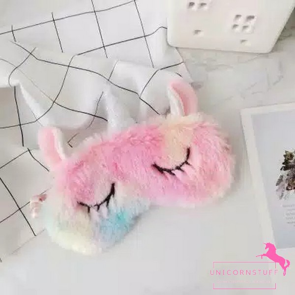 Penutup Mata Unicorn untuk tidur Tutup Tidur Rainbow Bulu Plush