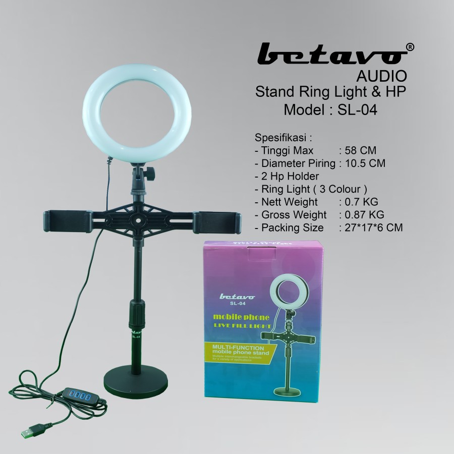 STAND LAMPU LED DAN HOLDER HP MEJA BETAVO SL 04