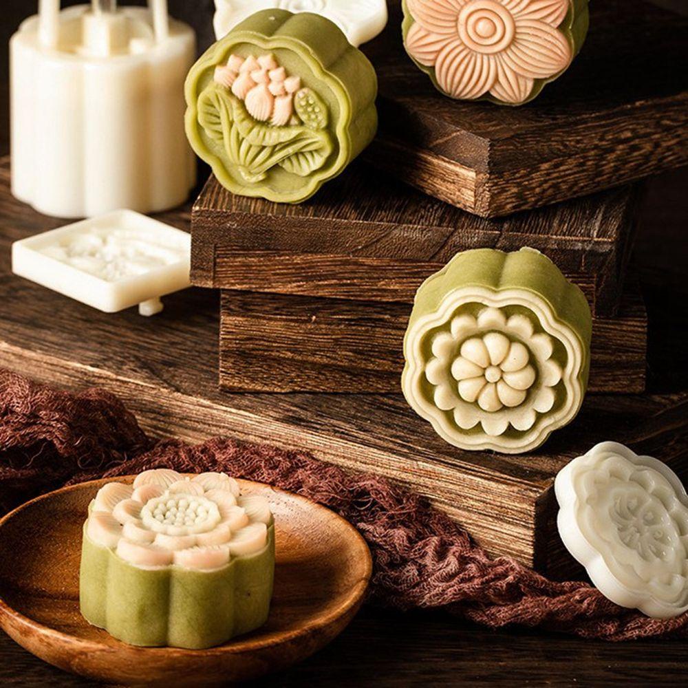 [Elegan] Cetakan Kue Bulan Indah Mooncake Handmade Kue Plungers Dapur Gadget Bentuk Bunga Lotus Baking Dekorasi Cookie Press